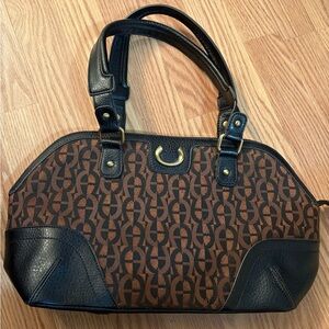 Elegant Etienne Aigner Monogram Black and Brown Handbag in great condition